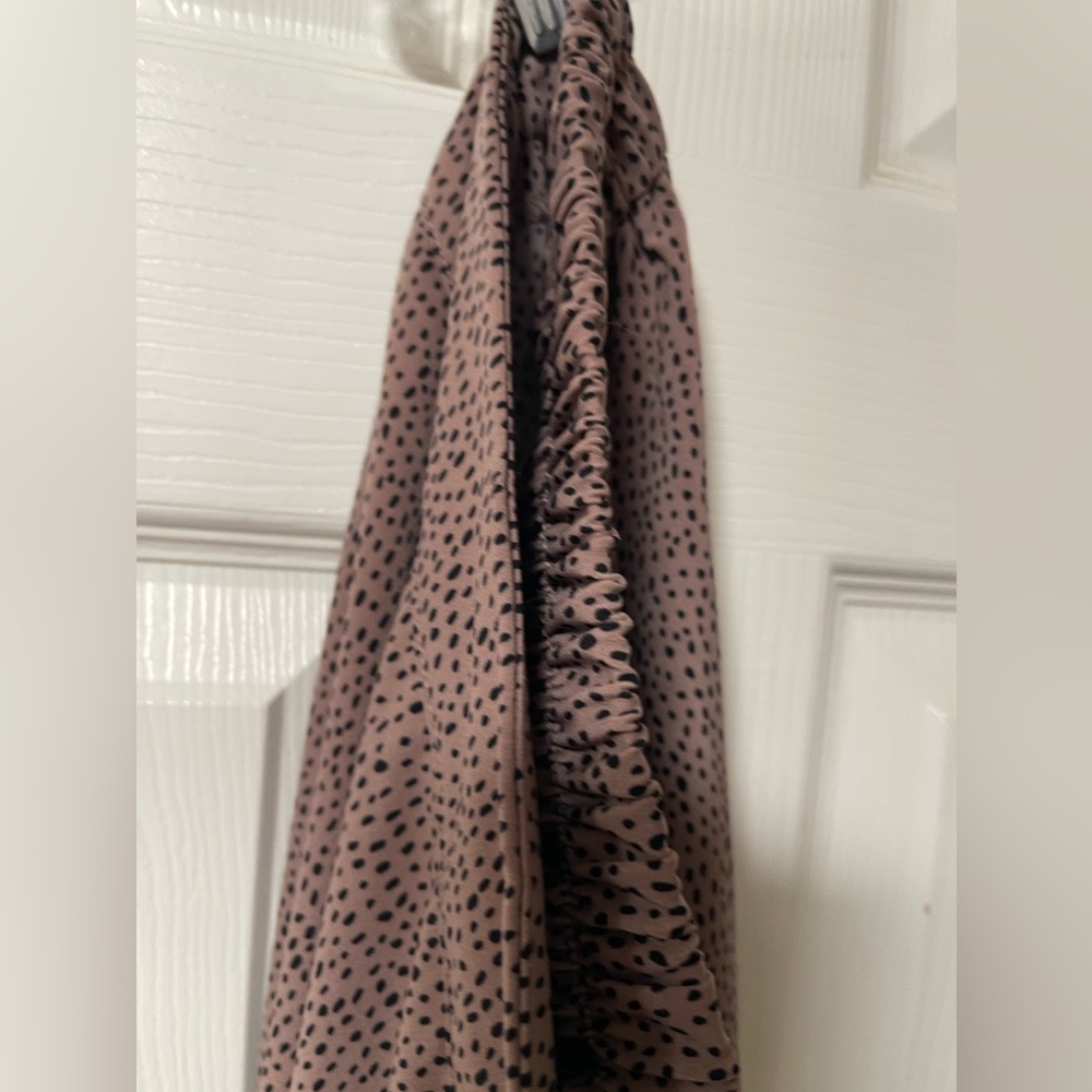 NWOT: ONE BY CHAPTER Pinkish Brown Skirt With Black Spots A-line Size Medium - Picture 6 of 7